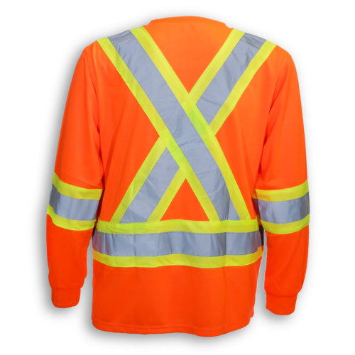 BK3500- Orange 100% Polyester Traffic Safety Shirt - Bravoapparel